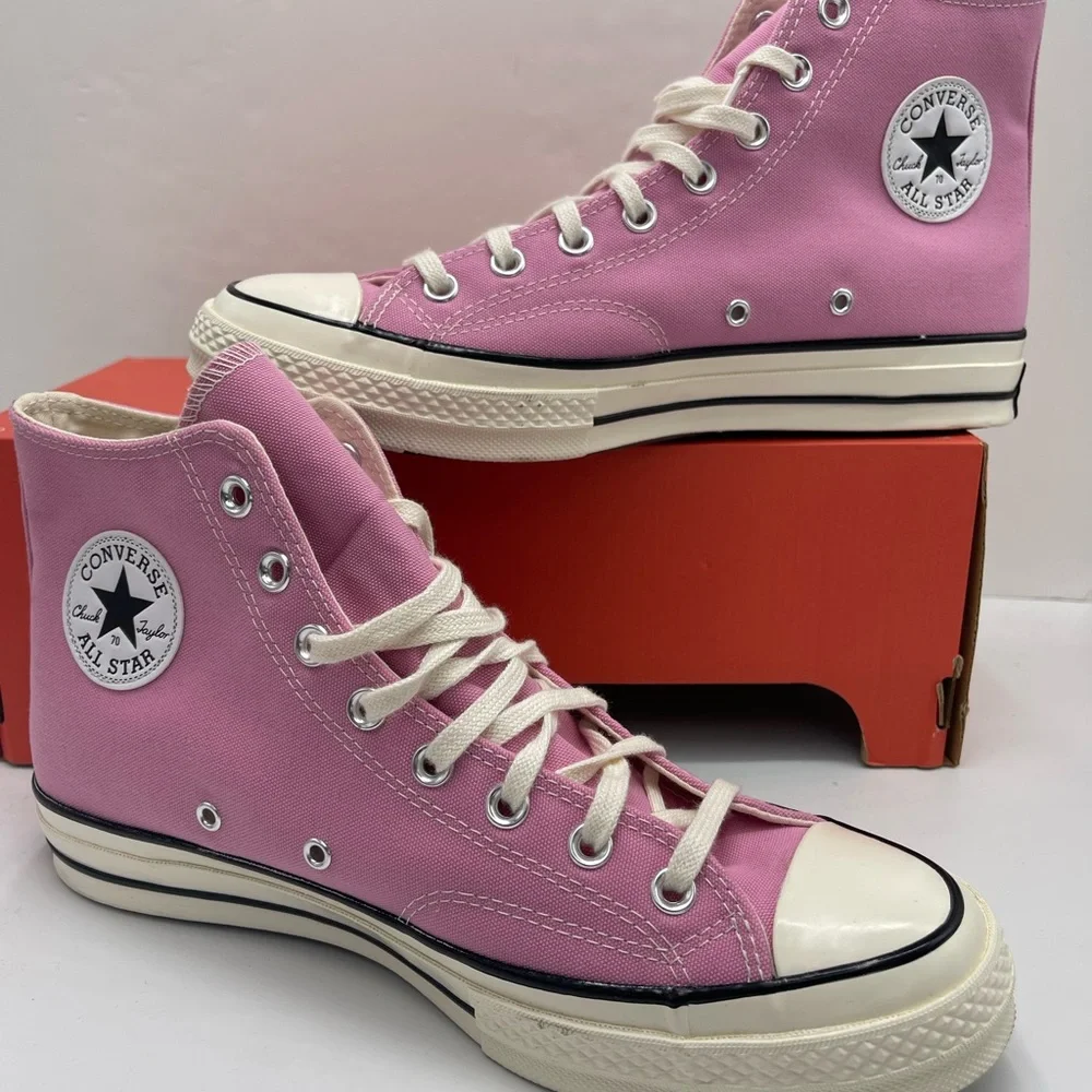 Converse Men’s A03795C CHUCK 70 HI AMBER PINK/EGRET/BLACK Pink High-Top Sneakers